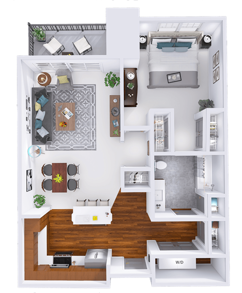 a floor plan of a house with a bedroom and a living room